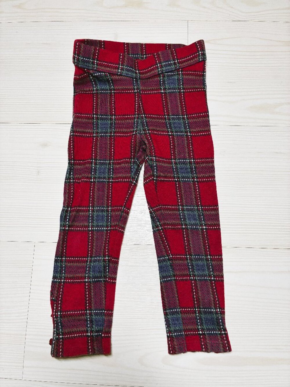 Janie and Jack Girls Tartan Plaid Button Cuff Legging Pants Red Holiday 2T